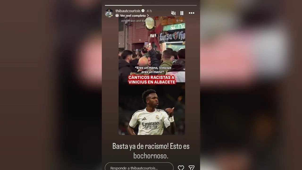 Thibaut Courtois, arquero del Real Madrid, se quejó en sus redes sociales por los ataques racistas.